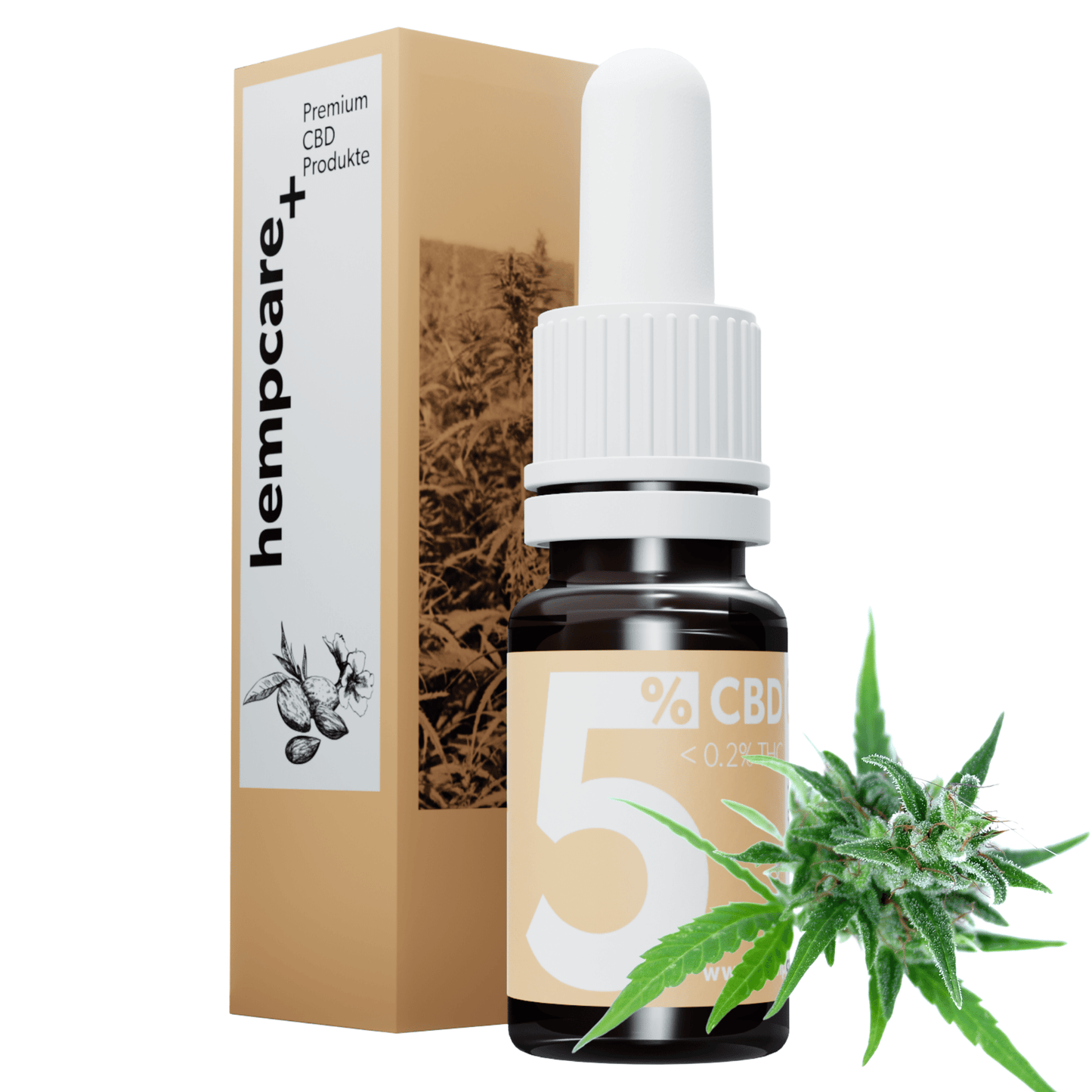 Hempcare Bio-Hanf Vollspektrum Hanfextrakt 5% Mandelöl - THC frei